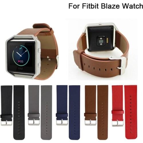 Genuine Leather Strap For Fitbit Blaze Smart Fitness Watch Band Replacement Black Blue Grey Brown Band