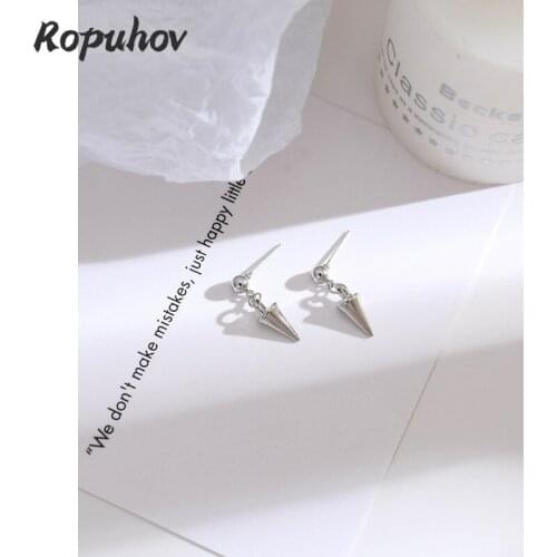 ROPUHOV 2021 New Korean ZA Trendy S925 Silver Needle Hip-hop Punk Style Handsome And Cold Small Rivet Earrings Simple Earrings