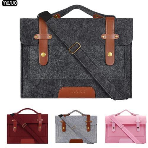 MOSISO 13 13.3 15.6 inch Wool Felt Laptop Shoulder Bag for MacBook Lenovo Dell HP Asus Computer Bag 15.6 Notebook Case Briefcase