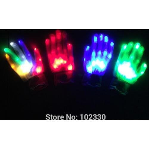 LED Color Changing Lighting Gloves Flashing Skeleton Hallowamas Stage Props Flash Gloves For Holiday Party Events Shows S2017401
