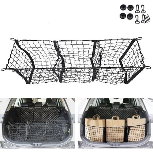 Stretchable Elastic Car Truck Net with Hooks Storage Mesh Car Trunk Organizer Storage Bag Heavy Duty Cargo Net for Car SUV Truck