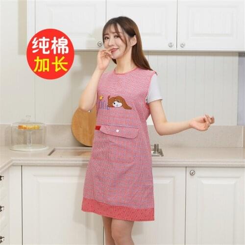 Lengthen apron home kitchen cotton womens fashion cute Japanese kitchen cooking waistcoat type work waist