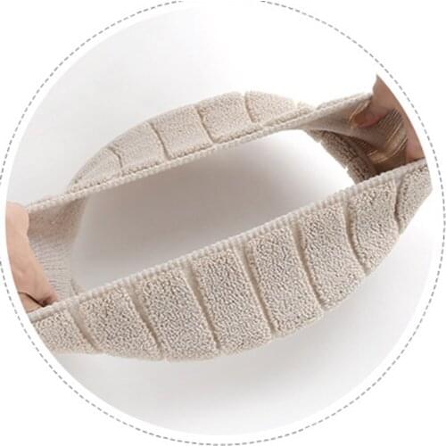 Bathroom Thicker Warmer Stretchable Washable Cloth Universal Toilet Seat Cover Pads(Beige)