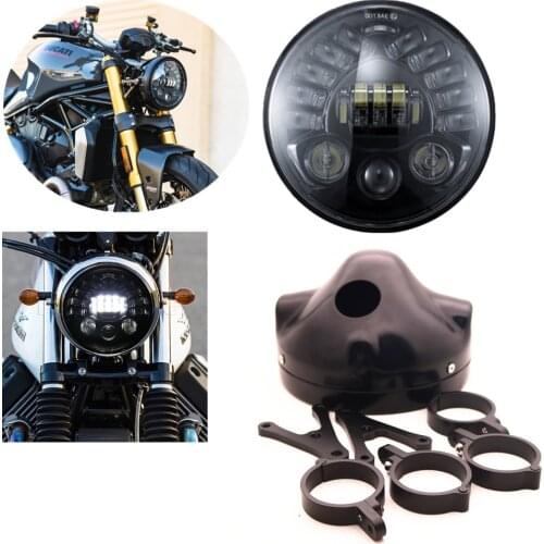 Universal Motorcycle Refit Adaptive 7 Inch LED Headlight With 7" Headlamp Housing Bucket Mount Bracket for Honda Yamaha Suzuki