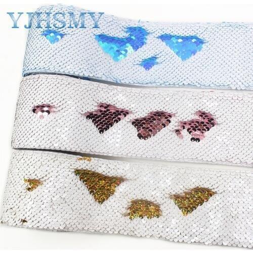 YJHSMY I-19619-1387,75mm 2yards Fish scale Printing Sequin Glitter Ribbon,DIY Hairbows Accessories Wedding Party Decoration