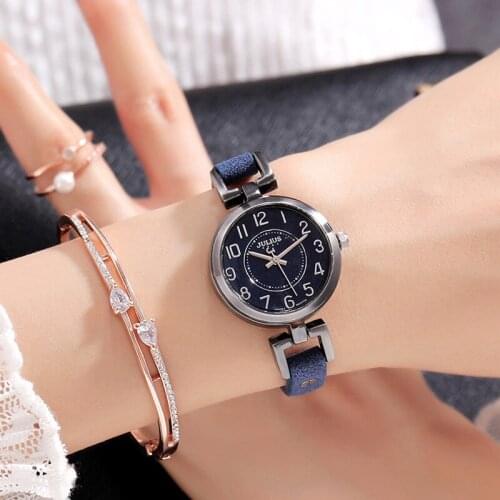 Lady Womens Watch Japan Quartz Hours Retro Fashion Antique Style Dress Bracelet Soft Leather Girl Birthday Gift Julius No Box