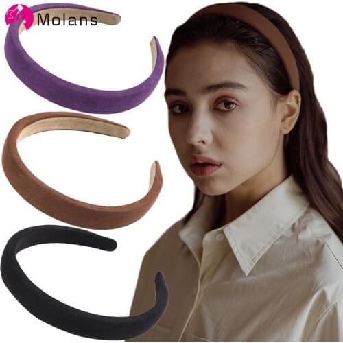 Molans Solid Color Faux Suede Headbands Women Hairband Hair Hoop Girls Fashion Simple Hair Bands Bezel Hair Accessories Headwear