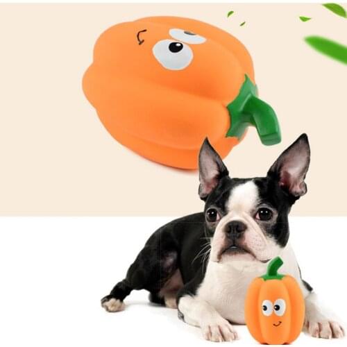 Halloween Pumpkin Dog Chew Toy Rubber Dog Molar Toy For Aggressive Chewers Squeaky Puppy Interactive Toy Pet Accessories