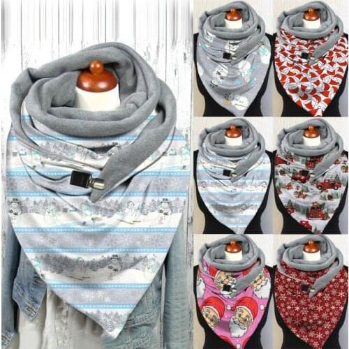 Winter Warm Large Scarf Christmas Santa Snowman Blanket Shawl Wrap with Clip F3MF