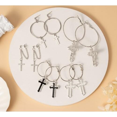 ZWC 2021 Trendy Pearl Earrings For Women Golden Silver Cross Set of Earrings Long Tassel Butterfly Dangle Drop Earrings Jewelry