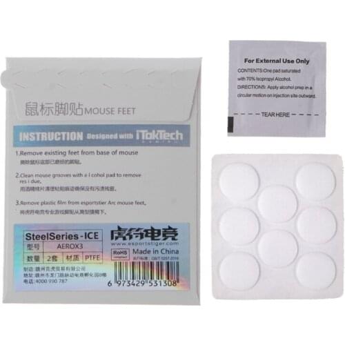 1 Pack Esports Tiger Gaming ICE Version Mouse Skates Mouse Feet for steel Series AEROX3 Mouse White Glides Curve Edge