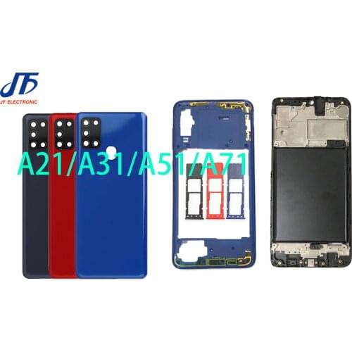 10pcsFor Samsung Galaxy A21 A31 A41 A51 A71 Back Battery Cover Rear Door Full Housing Case LCD Middle Frame Replacement