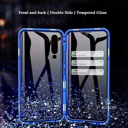 360 Full Protection Front & Rear Tempered Glass Case For Huawei P30/ P30 Pro Aluminum Metal Magnetic Bumper Phone Case Cover Bag