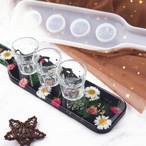 4 Grids DIY Resin Mold Silicone Coaster Crystal Epoxy Resin Glass Cup Wine Cup Storage Tray Wine Serving Plate Silicone Mould