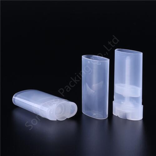 5PCS Big Capacity 15 G Empty Oval Plastic PP White Clear 15g Deodorant Stick Container PP Lip Balm Gloss Tube