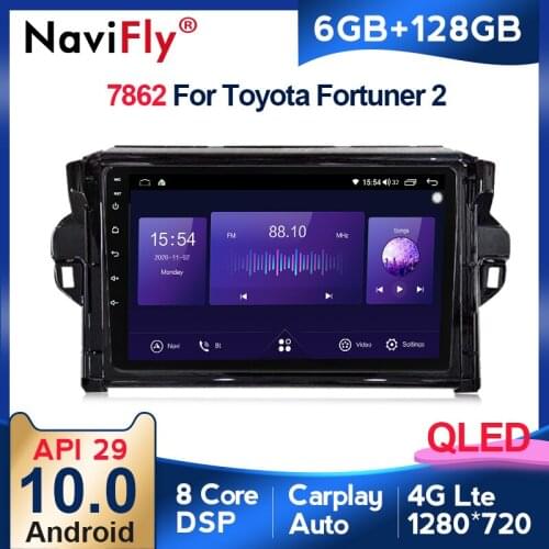 NaviFly 6+128G 1280*720QLED Carplay 4GLTE WIFI DSP Android For Toyota Fortuner 2 2015-2020 Radio GPS Car Muletimedia Player