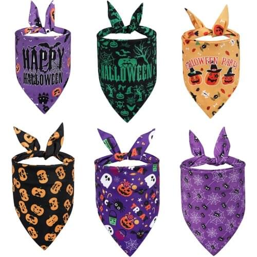 Dog Halloween Bandanas Pet Kerchief Triangle Bibs Scarf Washable Bowties Collar Pet Cat Dog Collar Dressing Up