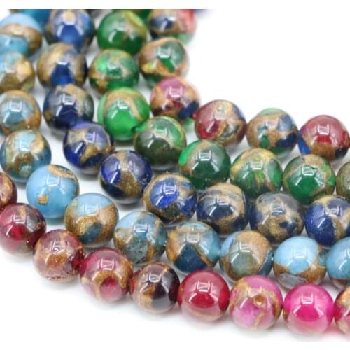 Charms Golden Sand Stone Round Multicolor Loose Beads 4mm 6mm 8mm 10mm 12mm 14mm Fashion Women Diy Jewelry Making 15inch B3304