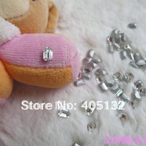 CG-09 Free Shipping 50pcs 4*6mm Crystal Point-back Small Rectangle Gem Crystal Nail Rhinestone Nail Art