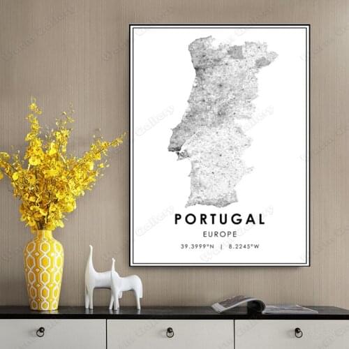 Black and White Europe City Map The Portugal City Map Poster HD Print Wall Art Canvas Nordic Landspace Painting for Home Decor