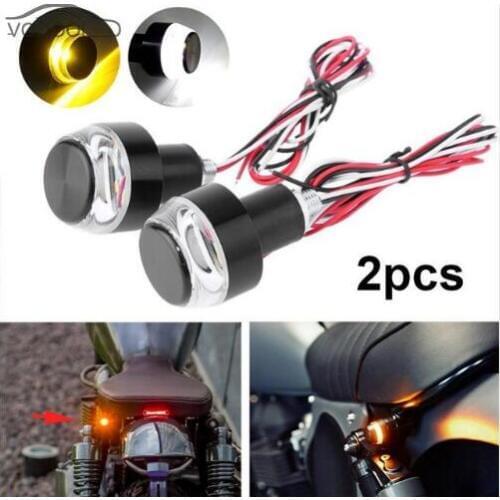 CNC Motorcycle Amber LED Handle Bar End Indicator Grip Plug Turn Signal Light FOR 22mm Handlebar