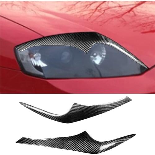 Real Carbon Fiber Front Headlight Eyelids Eyebrow Decorative Cover for Hyundai Tiburon Coupe 2003-2006 Exterior Car Assessoires