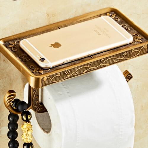 European style antique brass toilet paper holder bathroom mobile holder toilet paper holder roll holder accessories WY51616