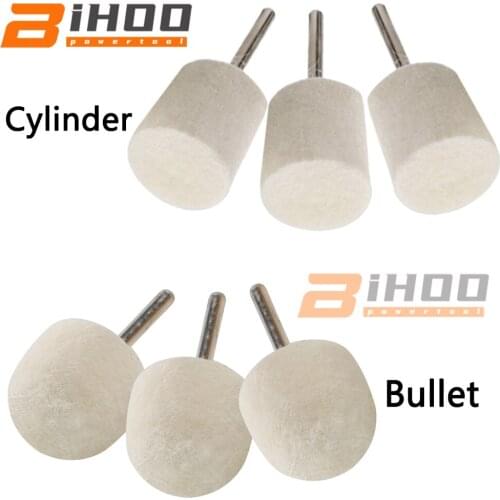 100Pcs Wool Felt Assembled Polishing Buffing Wheel OD 3-20mm Grinding Head For Dremel Drill Rotary Tool 3mm Shank 10-100Pcs