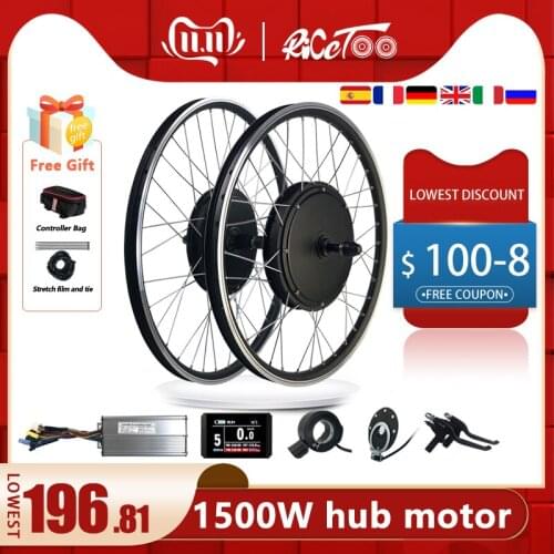 Ebike Conversion Kit 48V1500W Front Rear Motor Wheel Electric Bicycle Brushless Hub Motor 20"24"26"27.5"28"29"700C Rim KT LCD3