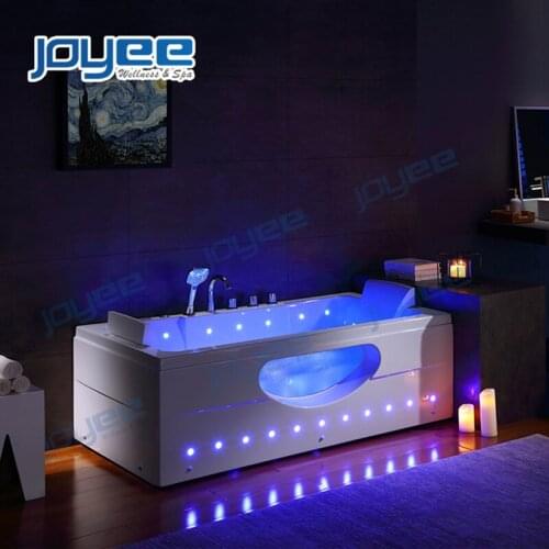 JOYEE 2021 New design indoor corner whirlpool bath tub acrylic massage bathtubs for 2 adults with pillow and massage jets