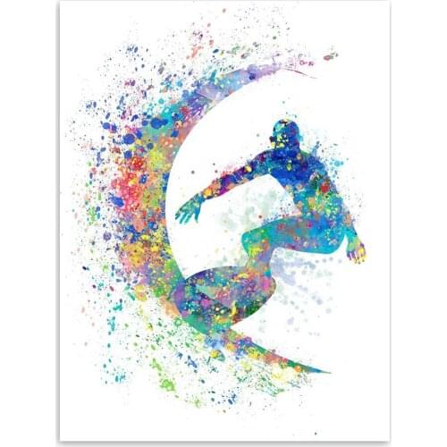 Nordic style painting for Room decor Canvas Painting Abstract Watercolor Surfing Poster Printed wall art picture