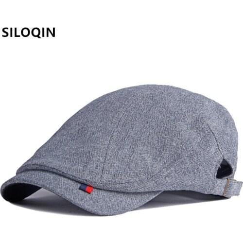 SILOQIN Snapback Cap Lengthened Brim Mens Beret Autumn British Retro Fashion Casual Tongue Caps Adjustable Size Bone Sports Hat