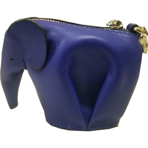 Genuine leather elephant coin purse customized animal cute girls cartoon mini women shaped bag wallet name logo monogram blue