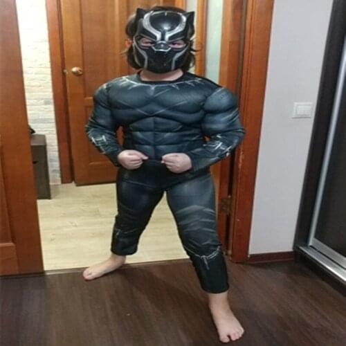 Childrens Fantasy Superhero Costumes, Boys/girls Black Panther Muscle Role-playing Costumes, Halloween Masks, Carnival Supplies