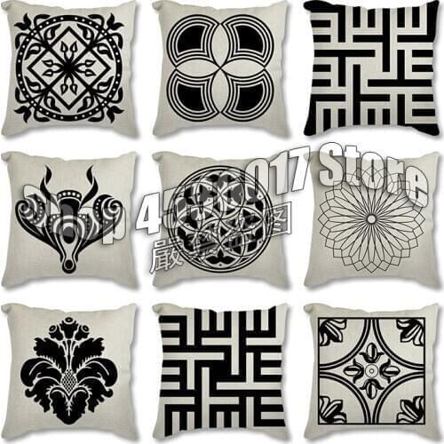 Brief Black Geometric Sofa Decorative Cushion Cover Pillow Pillowcase Polyester Cotton LinenThrow Pillow Home Decor Pillowcover