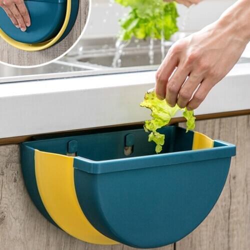 Kitchen trash can foldable cabinet door wall-mounted trash can household bathroom plastic wastebasket Car trash Toilet LB010411