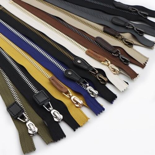 2PCS 20CM Closed Tail Metal Zipper DIY For Pocket Bag Clothes Pants PU Leather Pull Tab Zip Repair Kit Sewing Accessory D787