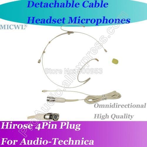 MICWL T40 Detachable Cable Headset Microphone for Audio-Technica Wireless Hirose 4Pin connector