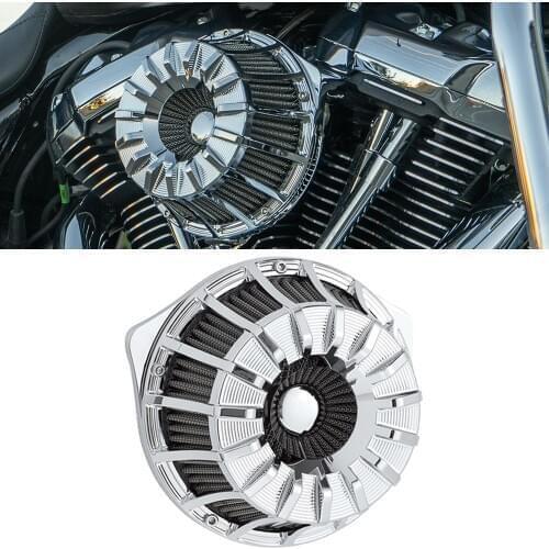 Moto 15-Spoke Inverted Series Air Filter Cleaner Chrome For Harley Sportster XL 883 XL 1200 Dyna Softail Touring Electra Glide