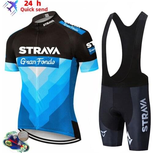 2021 New STRAVA Summer Cycling Jersey Set Breathable Team Racing Sport Bicycle Jersey Mens Cycling Clothing Short Bike Jersey#21