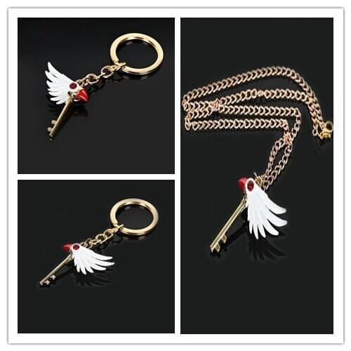 Anime The Clow Magic Star Shapeshifting Wand Metal Crystal Cosplay Pendant Necklace Jewelry Girl Gift