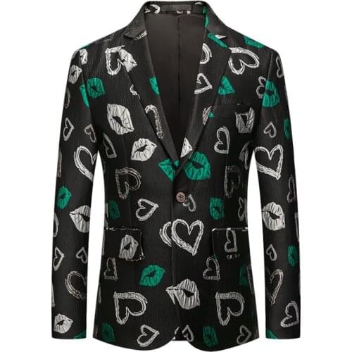 Party Designer Mens Fashion Coat Lips Love Print Slim Fit Blazer Button Suit 3D Christmas Floral Blazers Jacket 911