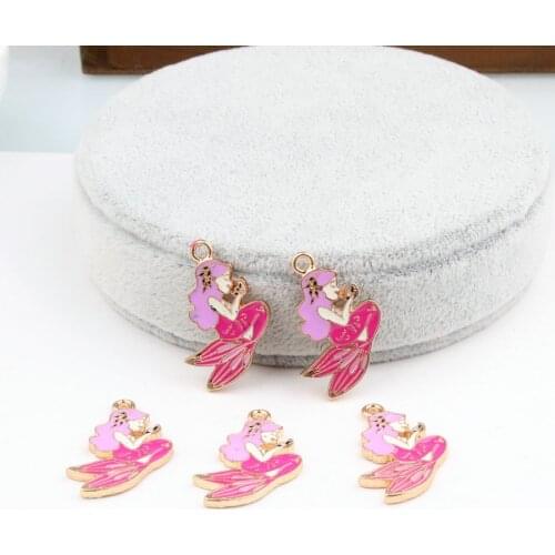 10PCS Mermaid Enamel Charms for Jewelry Making Alloy Dangle Charms Pendant fit DIY Necklace Bracelet Drop Oil Accessories Craft