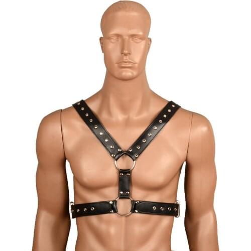 Adjustable Flirting Leather Bondage Armor Men Harness Lingerie Sex Belt Adult Games Body Chest Restraints Armors Man Sexual Toys