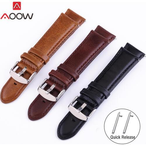 Crazy Horse Genuine Leather Watchband 18mm 20mm 22mm 24mm for Samsung Galaxy Watch 42mm 46mm Quick Release Bracelet Band Strap