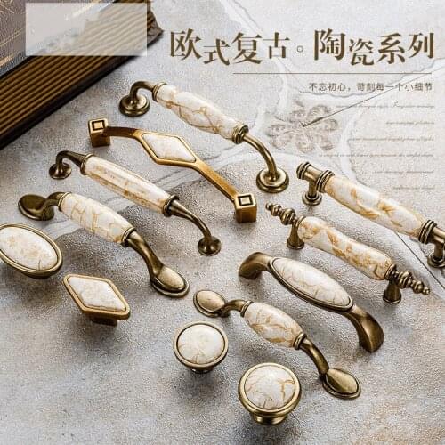 Antique Furniture Handles Marble Vein Knobs and Handles Ceramic Handles for Kitchen Cupboards Cabinet Door knobs Drawer Pulls
