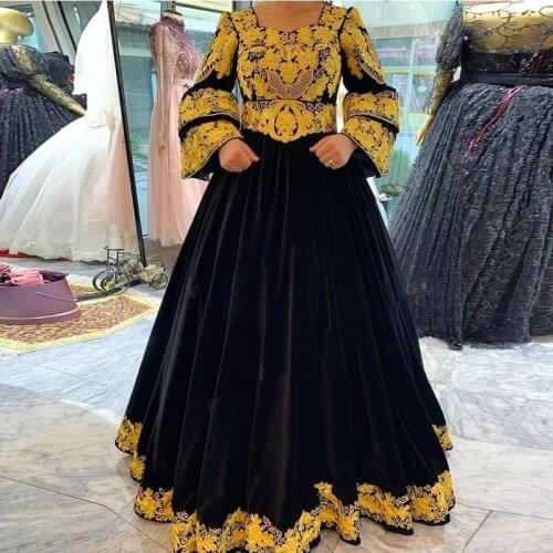 Traditional Albanian Caftan Kosovo Dresses Prom Wear 2021 Robe De Soirée De Mariage Black Evening Dress Party Gowns