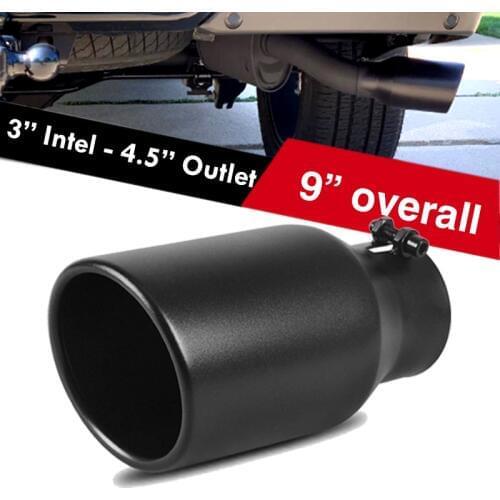 Universal Car Exhaust Muffler tips 3" Inlet 4.5" Outlet Rolled End Angle Cut Tube Exhaust Tip Tail Pipe stainless steel