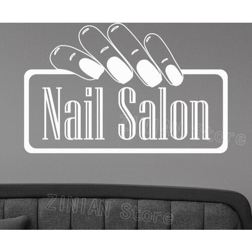 Nail Salon Logo Wall Decal Vinyl Window Sticker Manicure Fashion Art Decoration for Office Spa Beauty Hair Salon Room Decor Z388