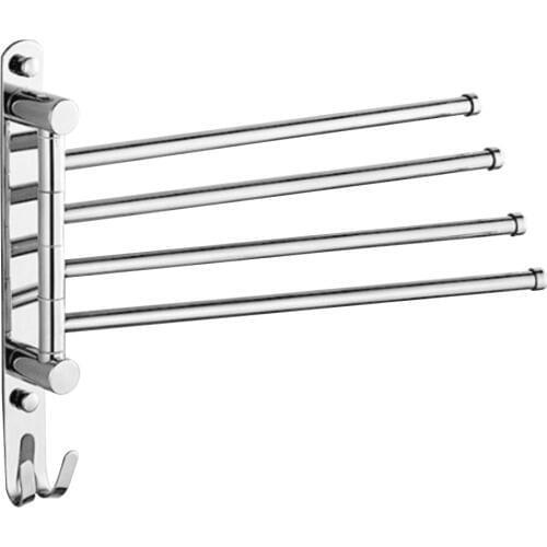 Anti-rust Stainless Stainless Steel Rotating Towel Rack Bath Rail Hanger Towel Holder 3,4 Swivel Bars Bathroom Wall Mounted A30